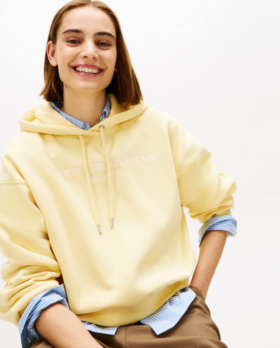 Sweatshirt com Capuz e Logótipo Bordado Amarelo-2