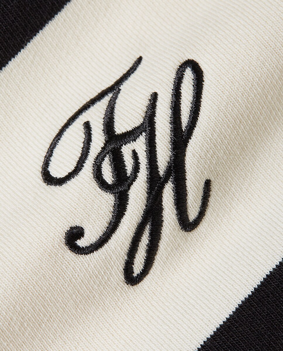 Sweatshirt às Riscas com Logótipo Bordado Creme-6