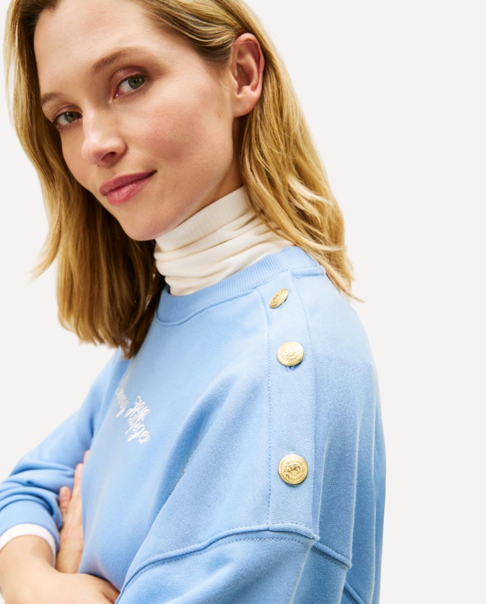 Sweatshirt Gold Botton com Logótipo Bordado Azul-2