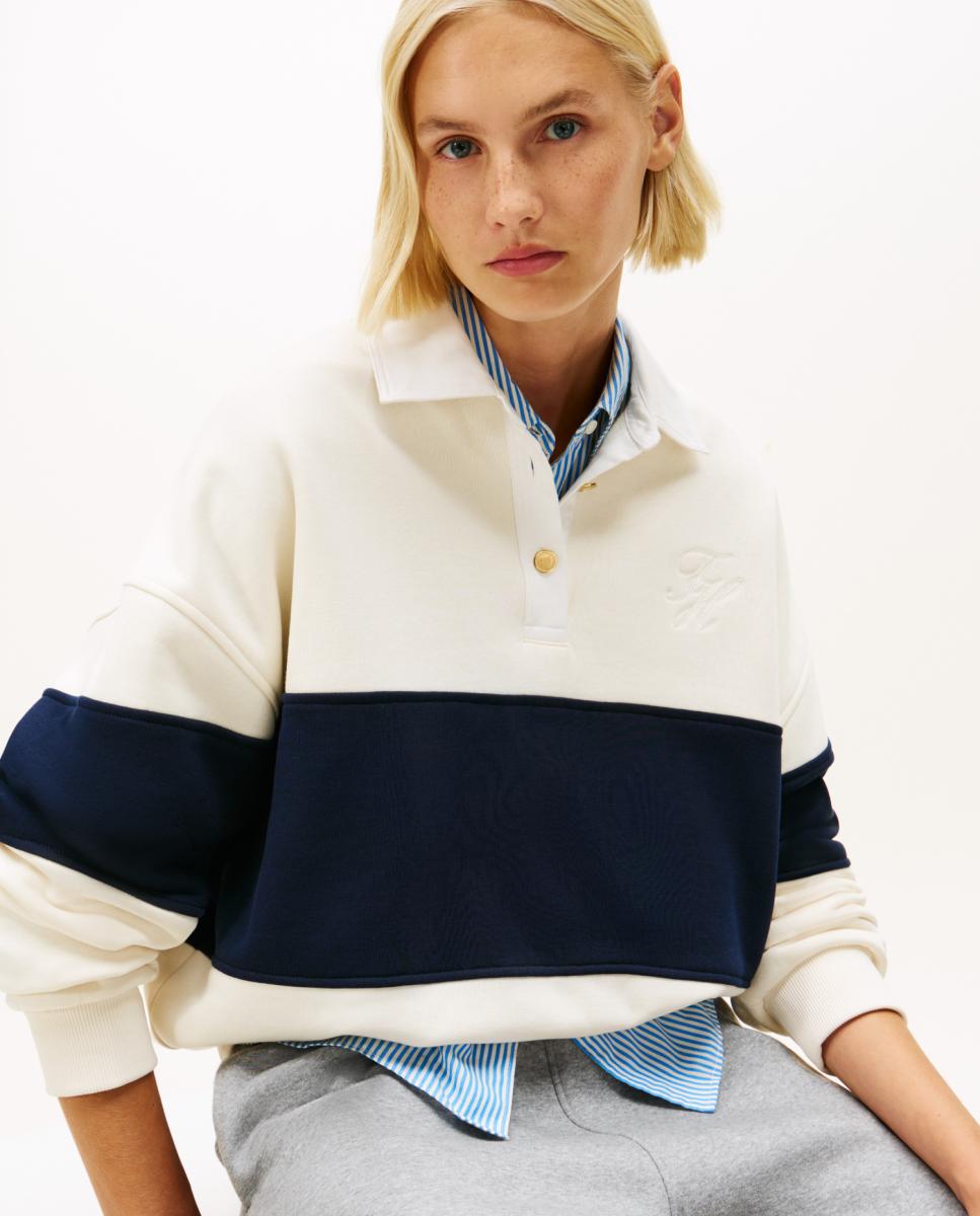 Sweatshirt Gold Botton com Logótipo Bordado Creme-2