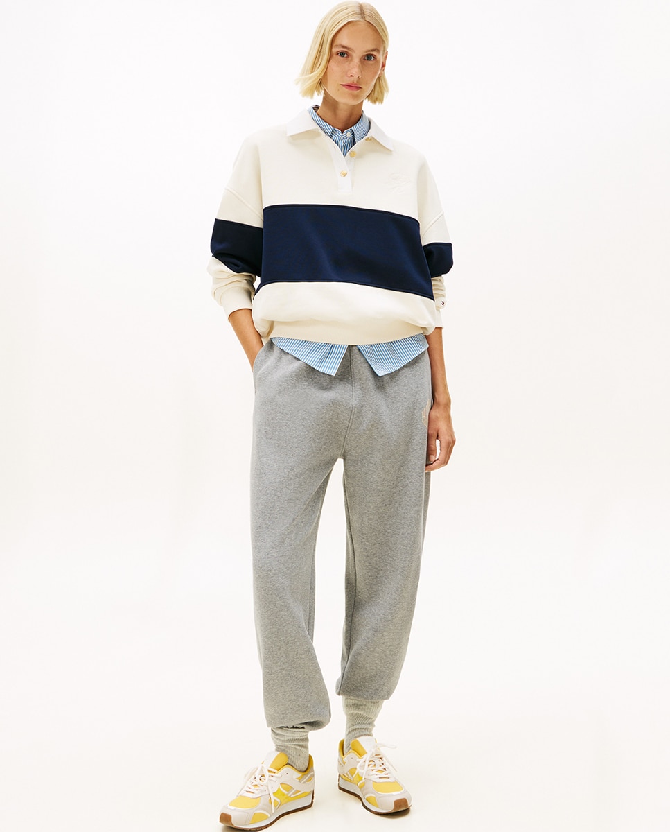 Sweatshirt Gold Botton com Logótipo Bordado Creme-8