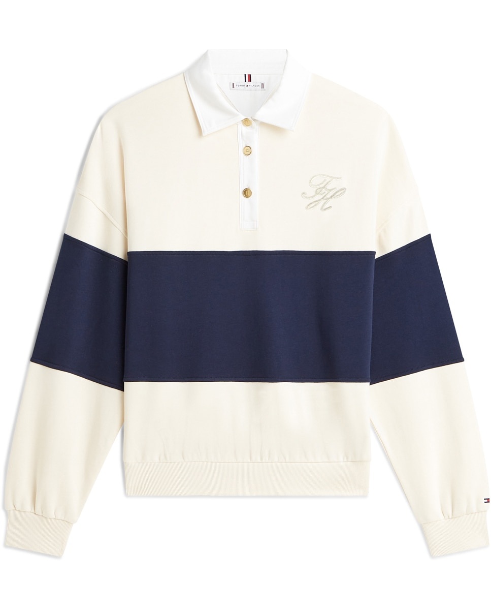 Sweatshirt Gold Botton com Logótipo Bordado Creme-4