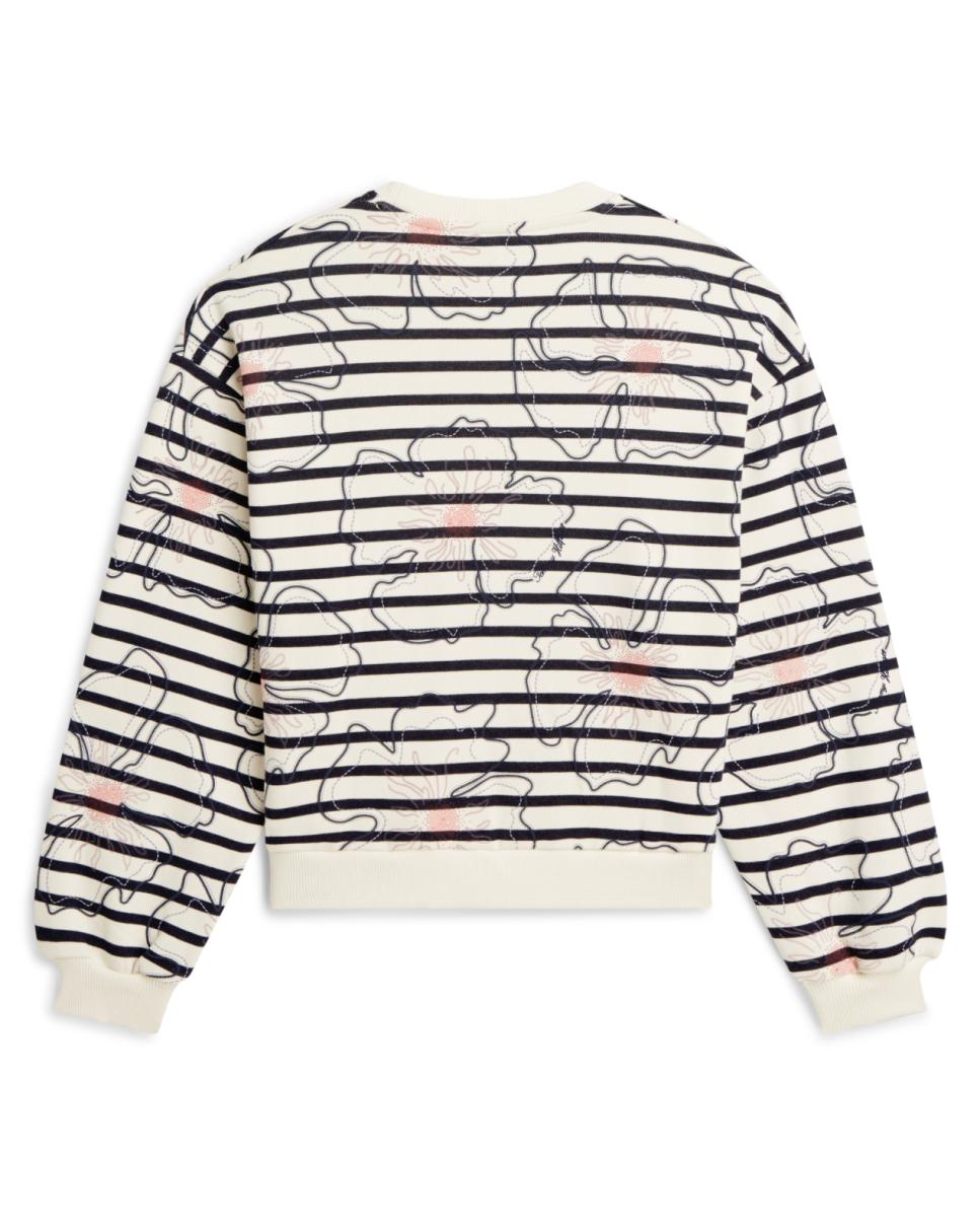 Sweatshirt às Riscas com Estampado Floral Gráfico Azul-marinho-5