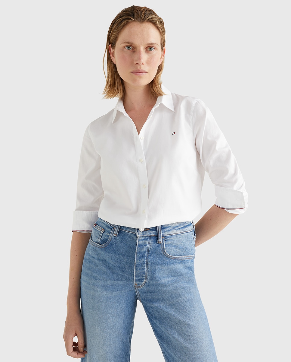 Camisa oxford de mulher Tommy Hilfiger em branco Branco-1