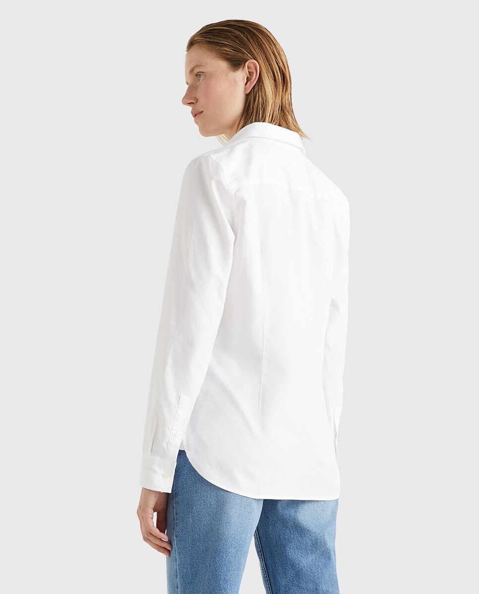 Camisa oxford de mulher Tommy Hilfiger em branco Branco-2