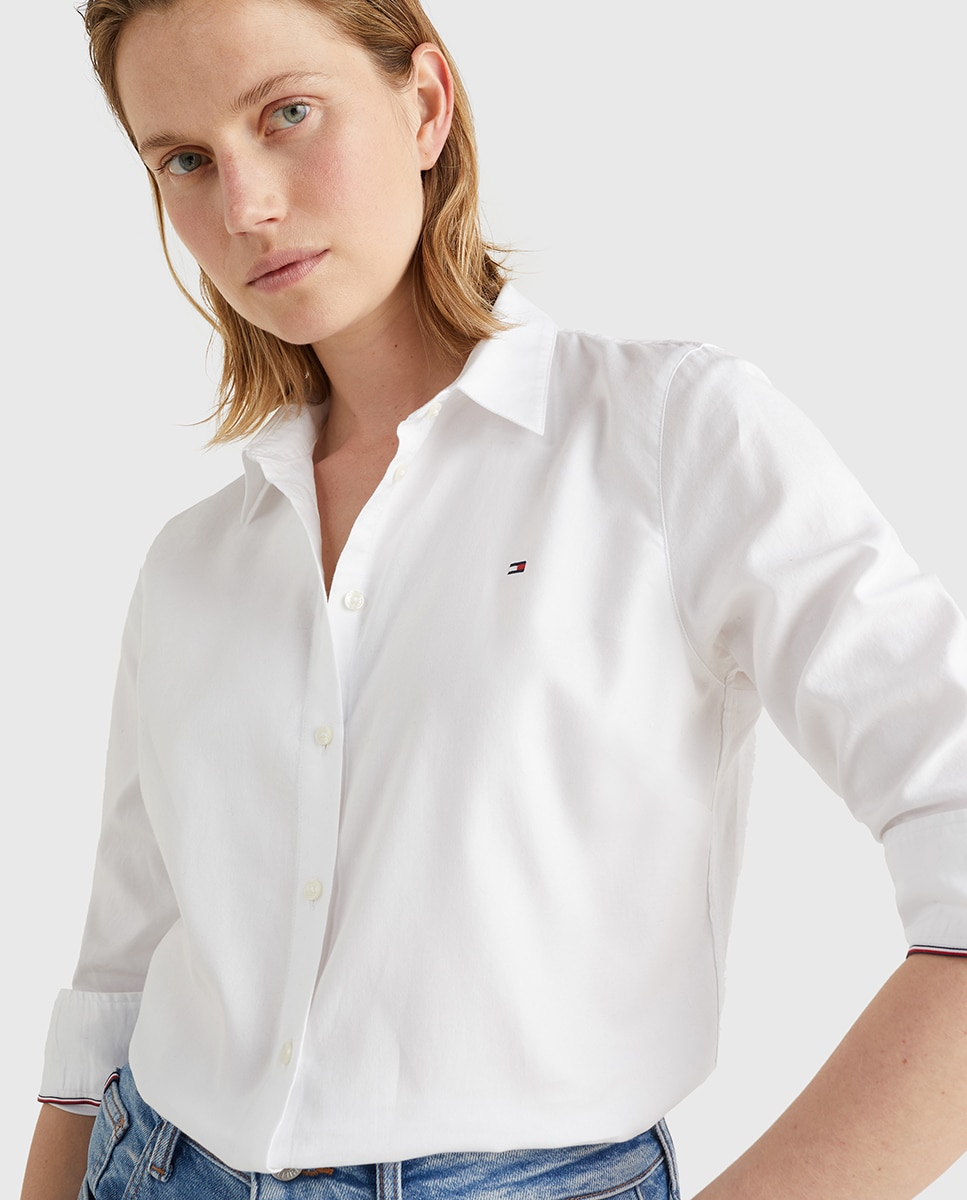 Camisa oxford de mulher Tommy Hilfiger em branco Branco-3