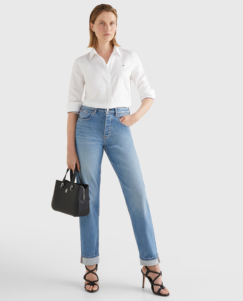 Camisa oxford de mulher Tommy Hilfiger em branco Branco-6