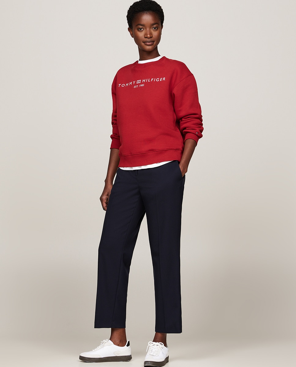 Sweatshirt com Decote Redondo e sem Capuz Bordeaux-5