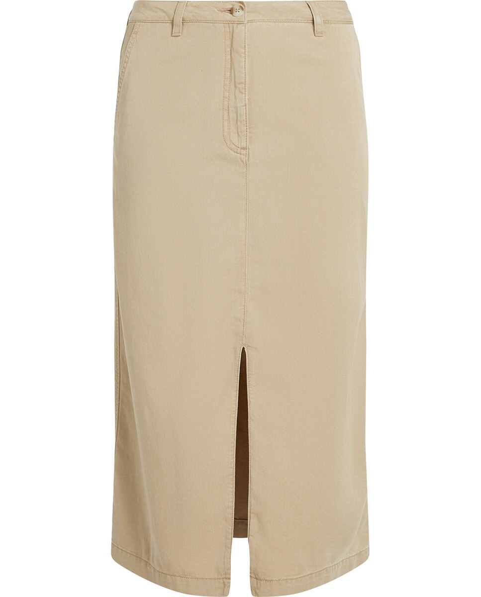 Falda midi de silueta recta con abertura - Tommy Hilfiger - Beige Beige-5