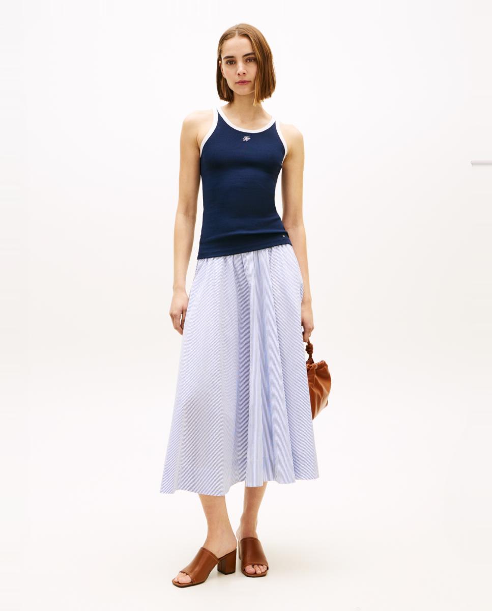 Imagem 0 de Saia Midi de Popelina com Cintura Elástica com Logótipo