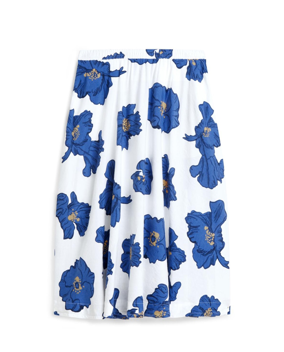 Saia Midi em Mistura de Linho e Viscose com Estampado Floral Azul-índigo-6