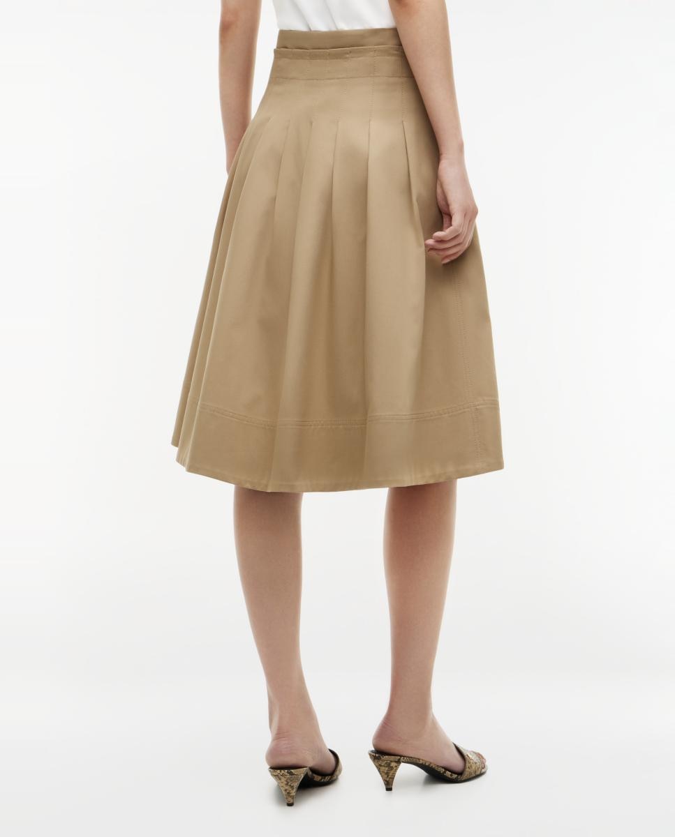 Saia Midi Rodada em Tecido Chino Camel-4