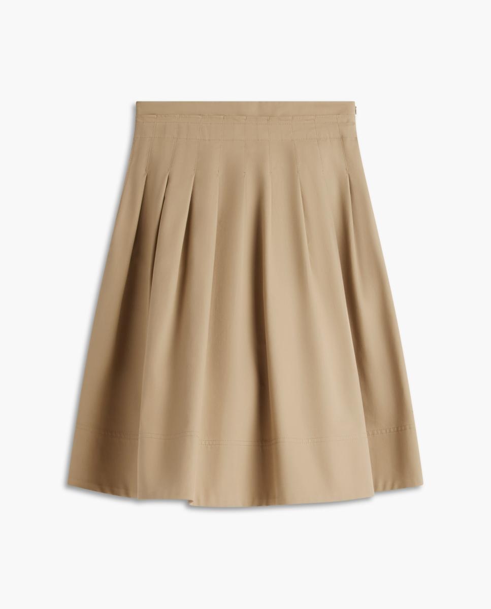 Saia Midi Rodada em Tecido Chino Camel-5