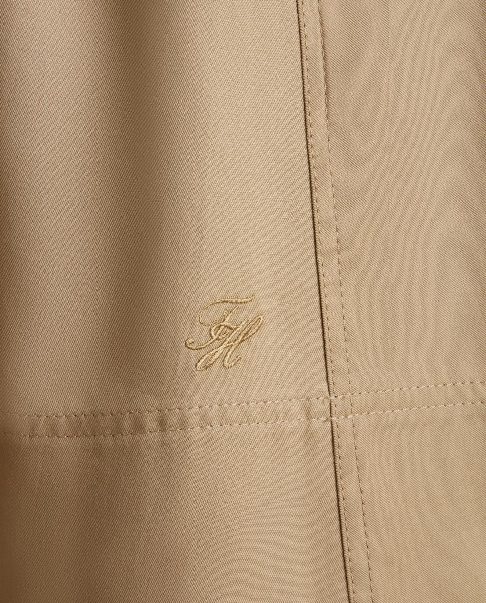 Saia Midi Rodada em Tecido Chino Camel-6