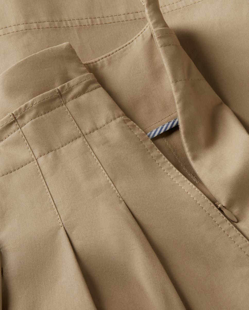 Saia Midi Rodada em Tecido Chino Camel-7
