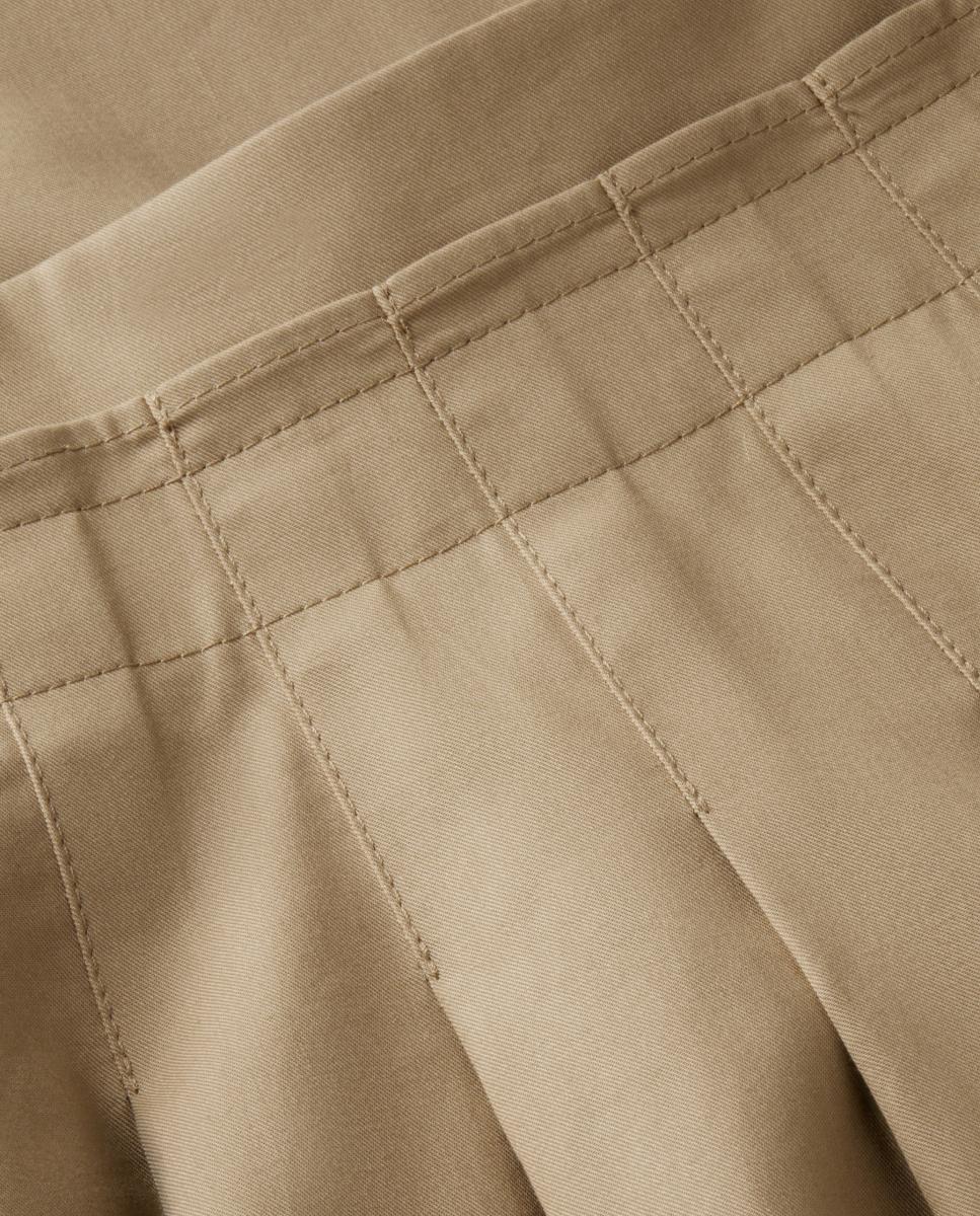 Saia Midi Rodada em Tecido Chino Camel-8