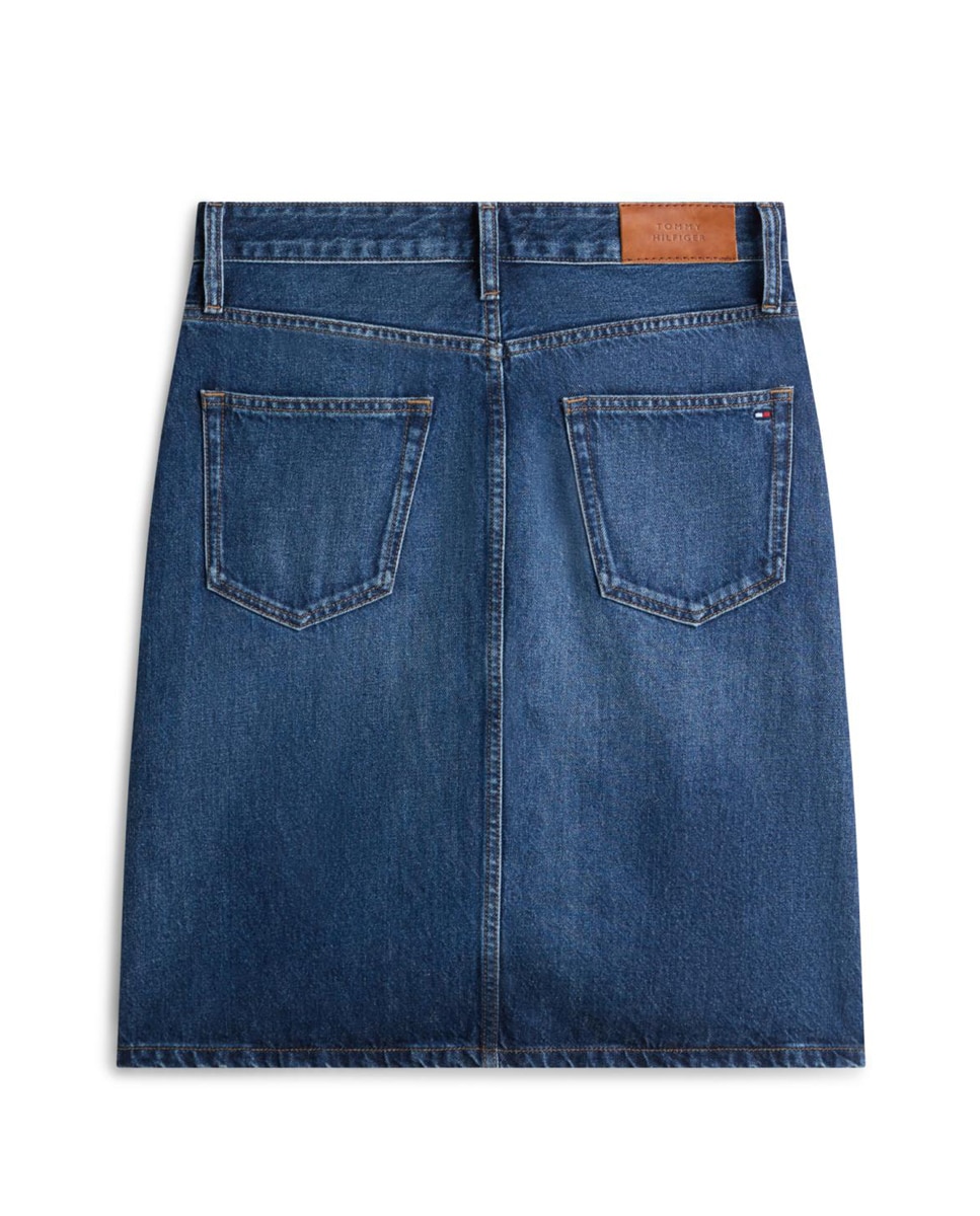 Saia de Ganga Regular com Cintura Média Azul-2