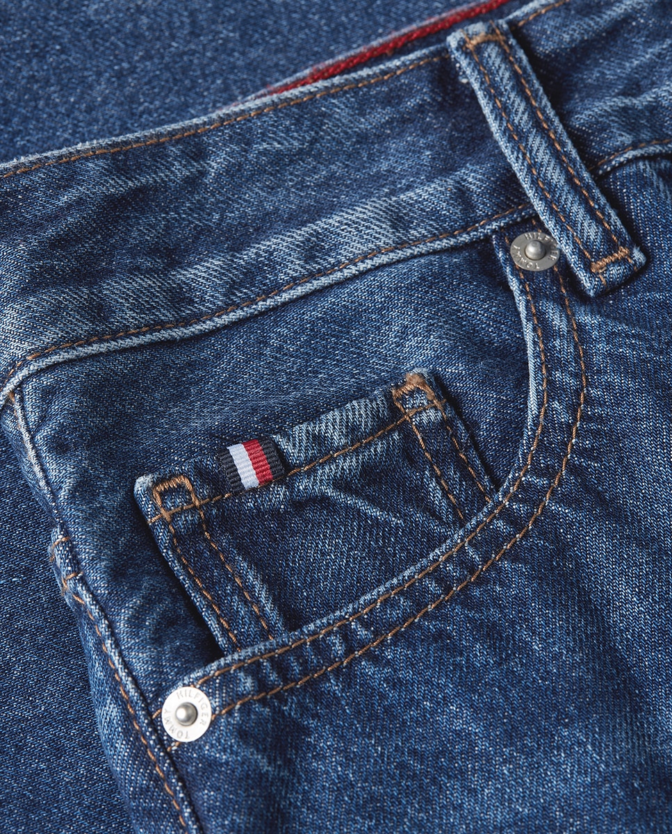 Saia de Ganga Regular com Cintura Média Azul-3