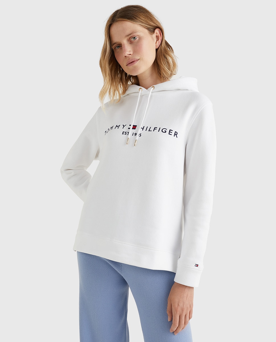 Sweatshirt de manga comprida com capuz Branco-1