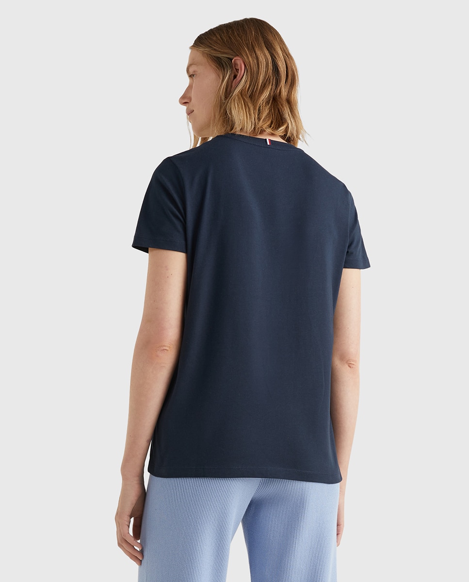 T-shirt básica com estampado Azul-marinho-2