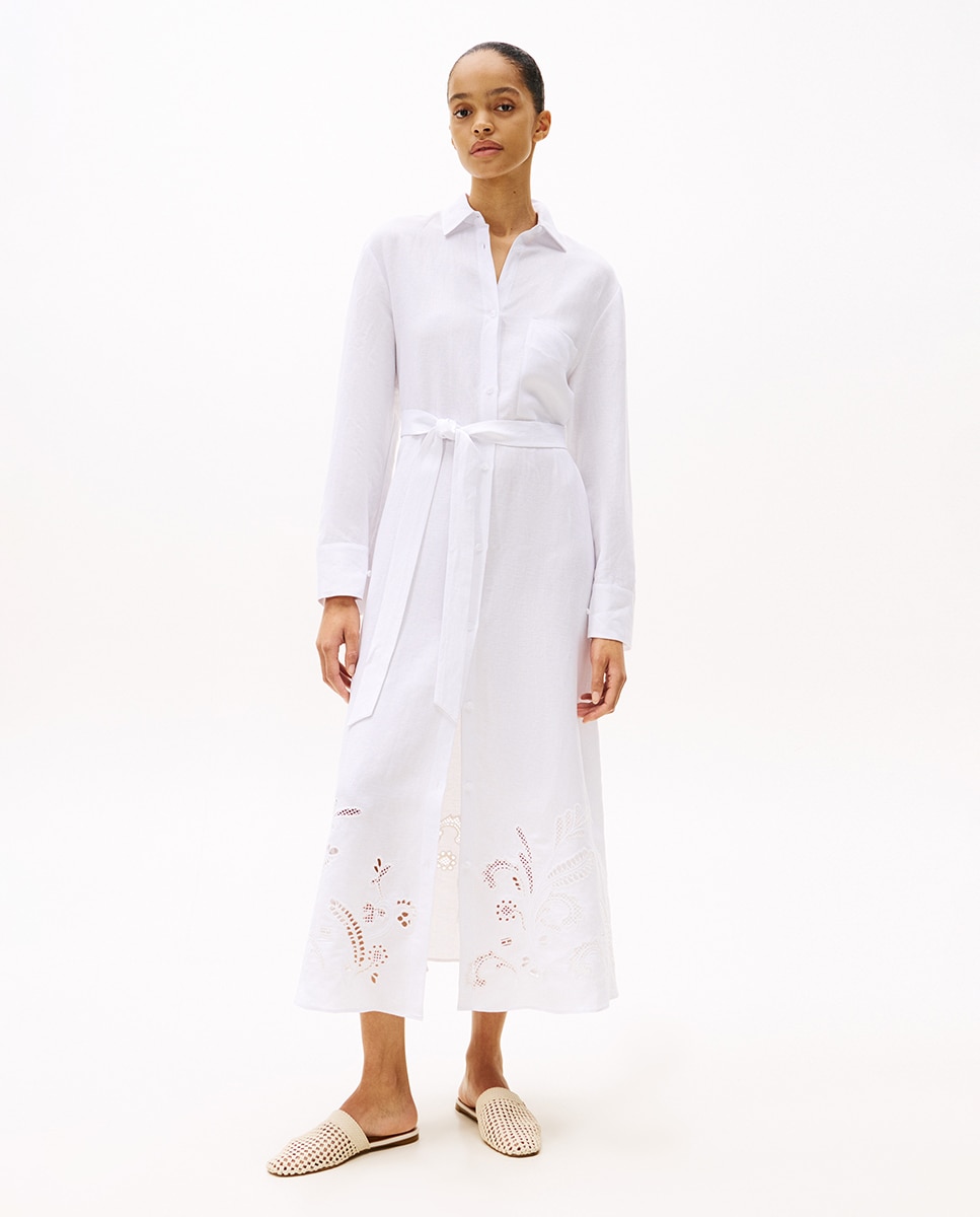 Tommy Hilfiger - Vestido midi de manga larga y bordados Anglaise.