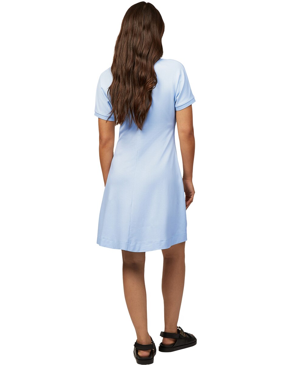 Vestido Curto Tipo Polo com Manga Curta Azul-claro-2