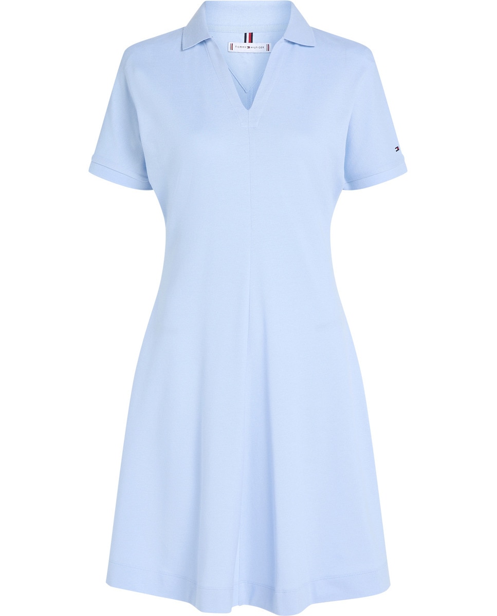 Vestido Curto Tipo Polo com Manga Curta Azul-claro-5