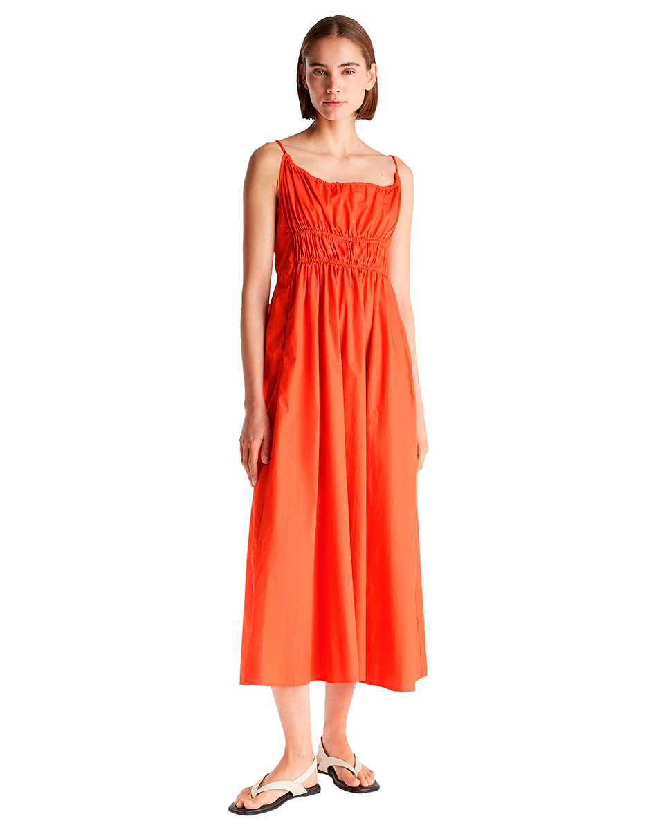 Vestido Fluido de Alças Laranja-1