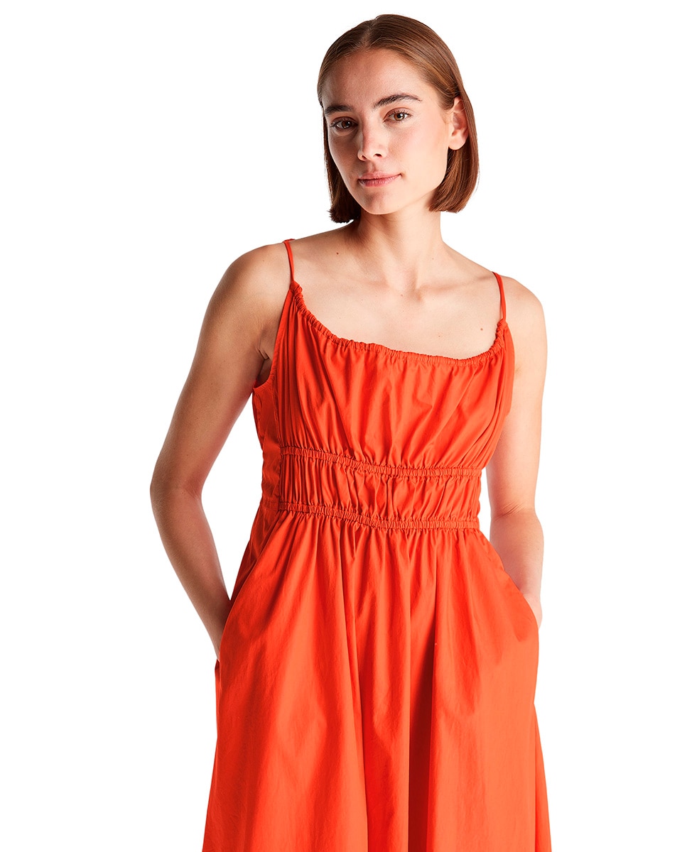 Vestido Fluido de Alças Laranja-3