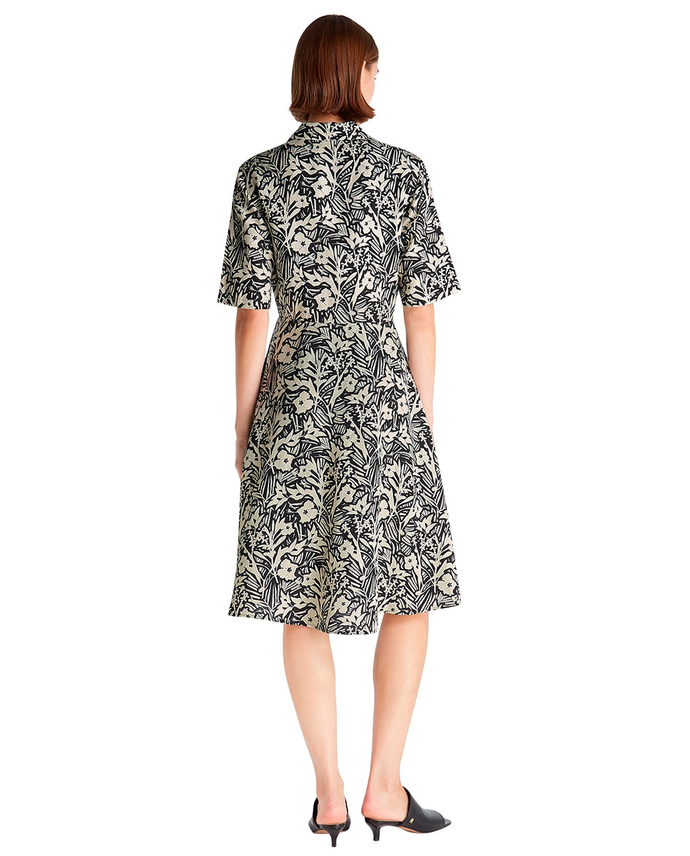 Vestido Curto com Laço na Cintura e Estampado Floral Preto-2