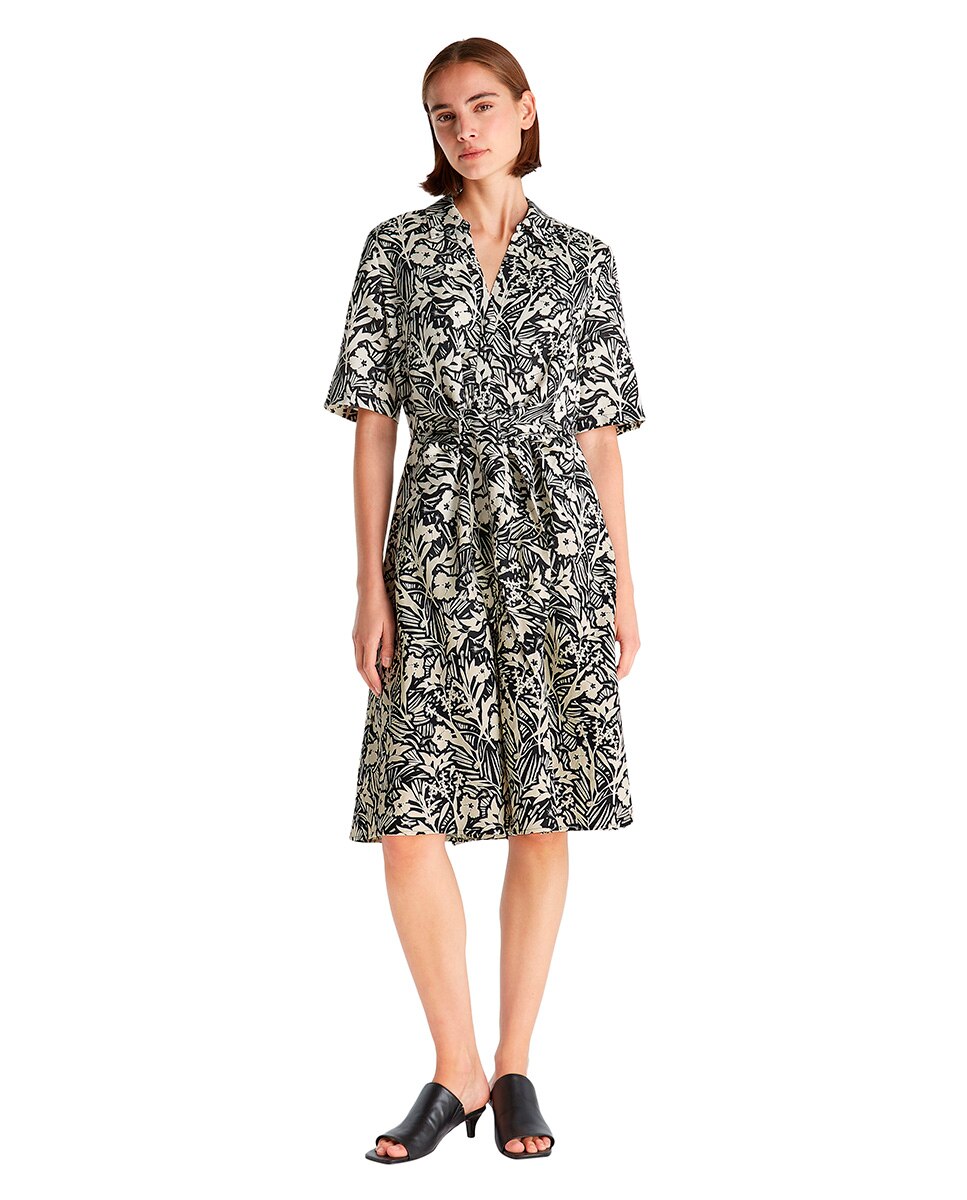 Vestido Curto com Laço na Cintura e Estampado Floral Preto-7