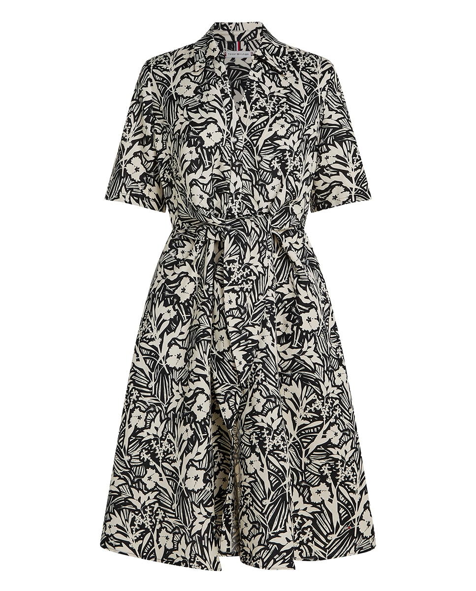 Vestido Curto com Laço na Cintura e Estampado Floral Preto-5