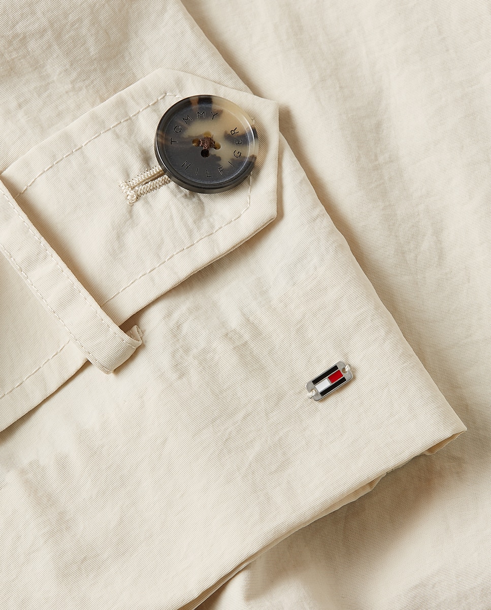 Gabardine comprida com cinto Branco-6