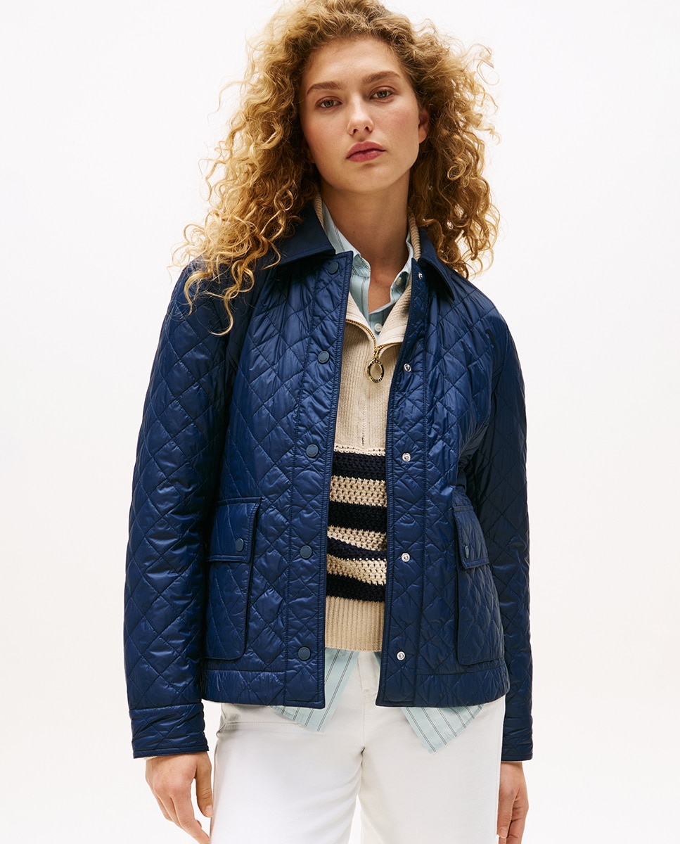 Casaco Acolchoado Quilted Curto Azul-1