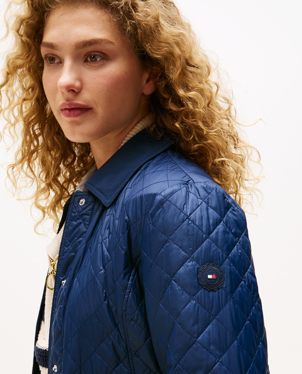 Casaco Acolchoado Quilted Curto Azul-2