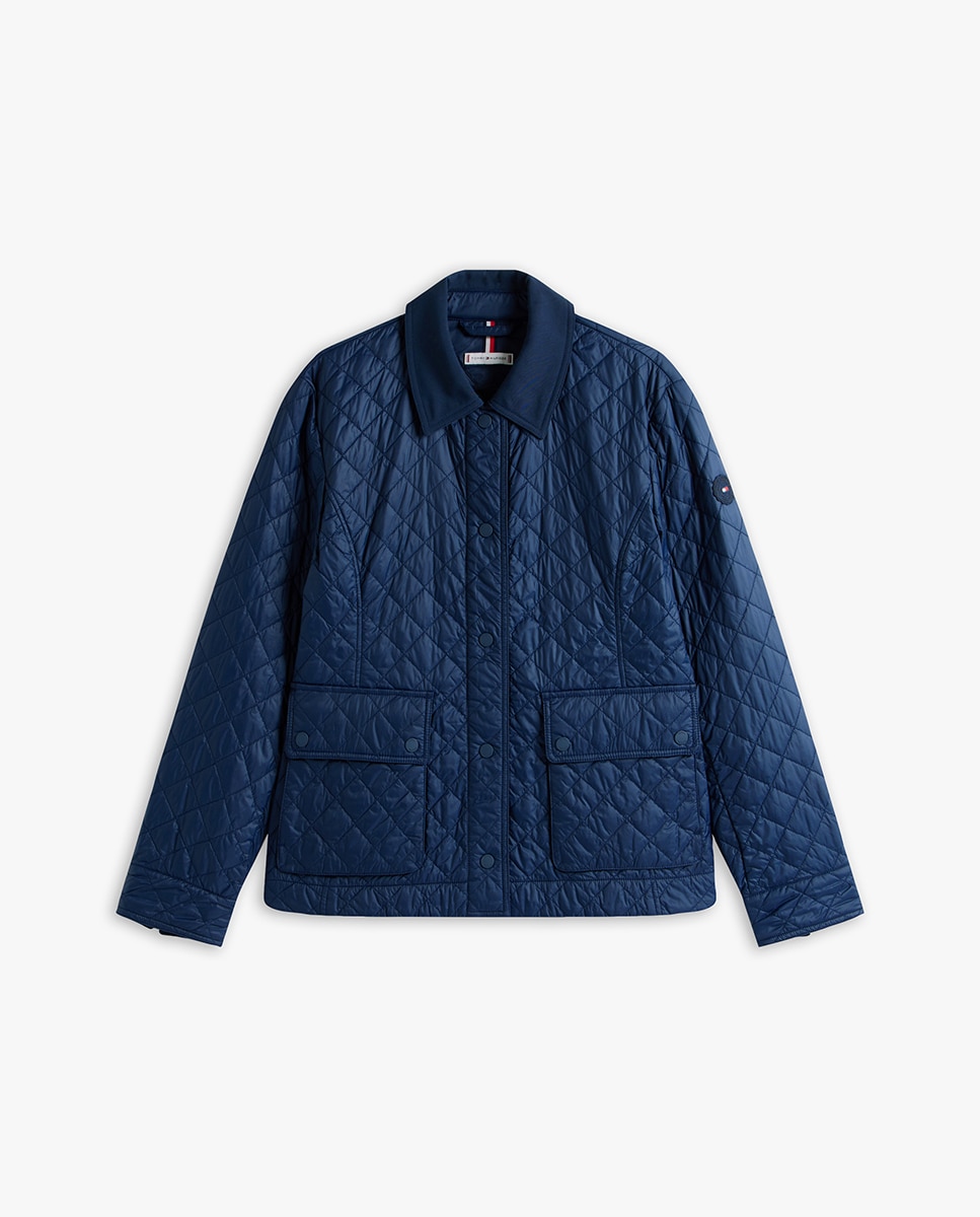 Casaco Acolchoado Quilted Curto Azul-5