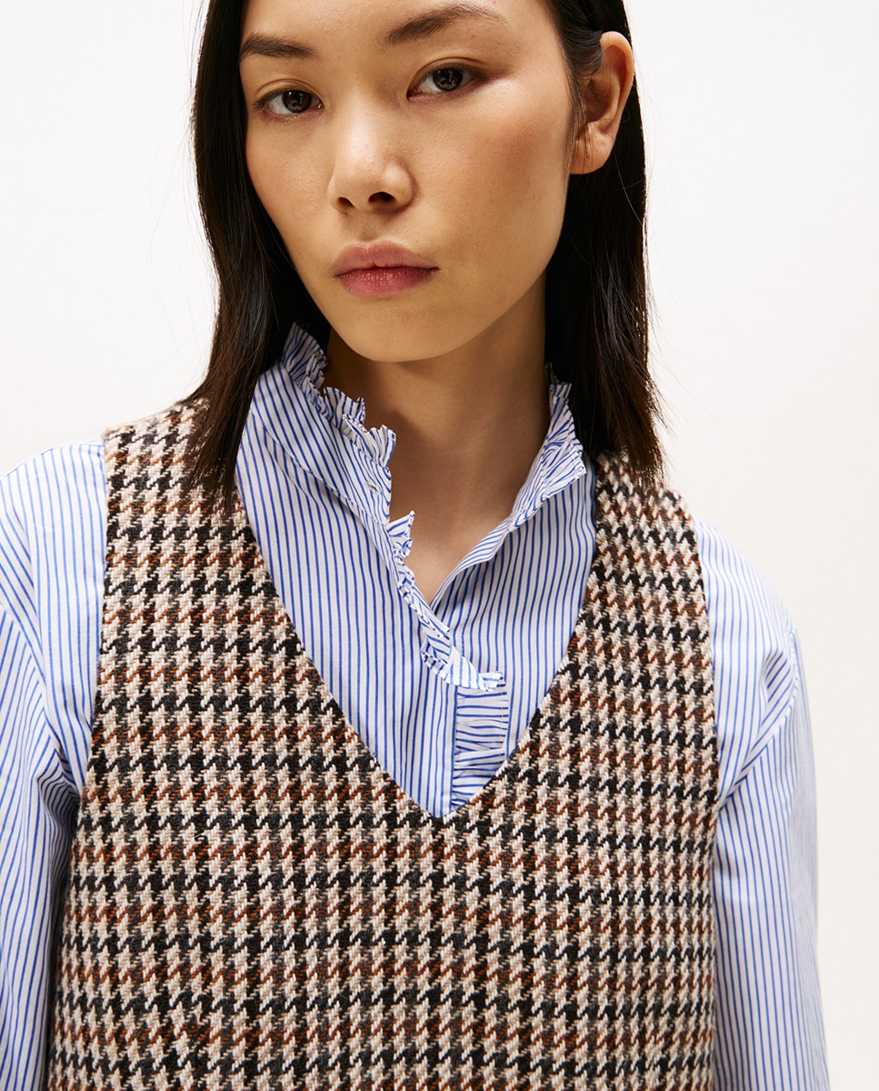 Jardineiras com estampado aos quadrados Bordeaux-4