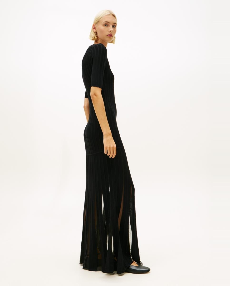 Vestido de Malha com Manga Curta Preto-3