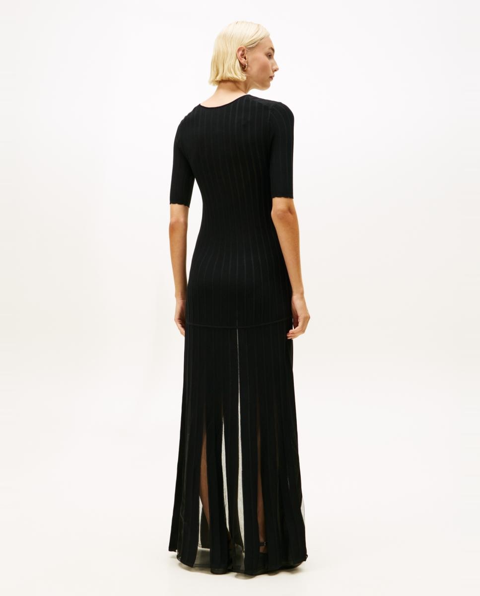 Vestido de Malha com Manga Curta Preto-4