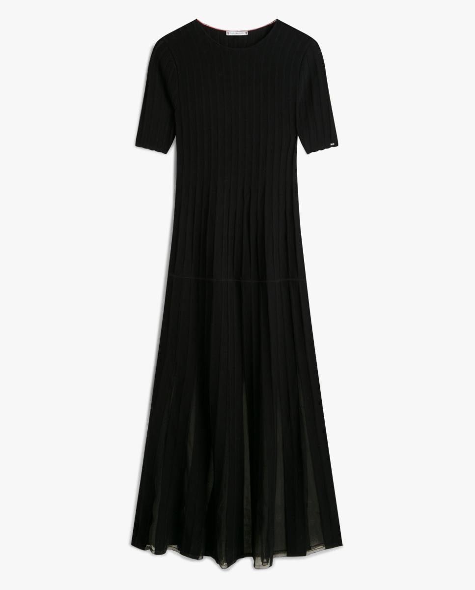 Vestido de Malha com Manga Curta Preto-5