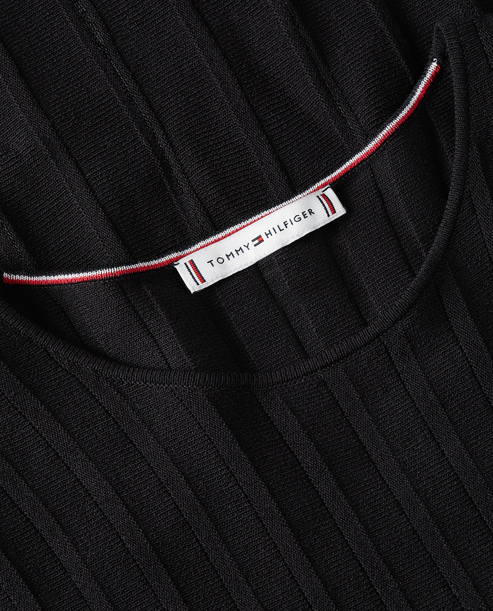 Vestido de Malha com Manga Curta Preto-6