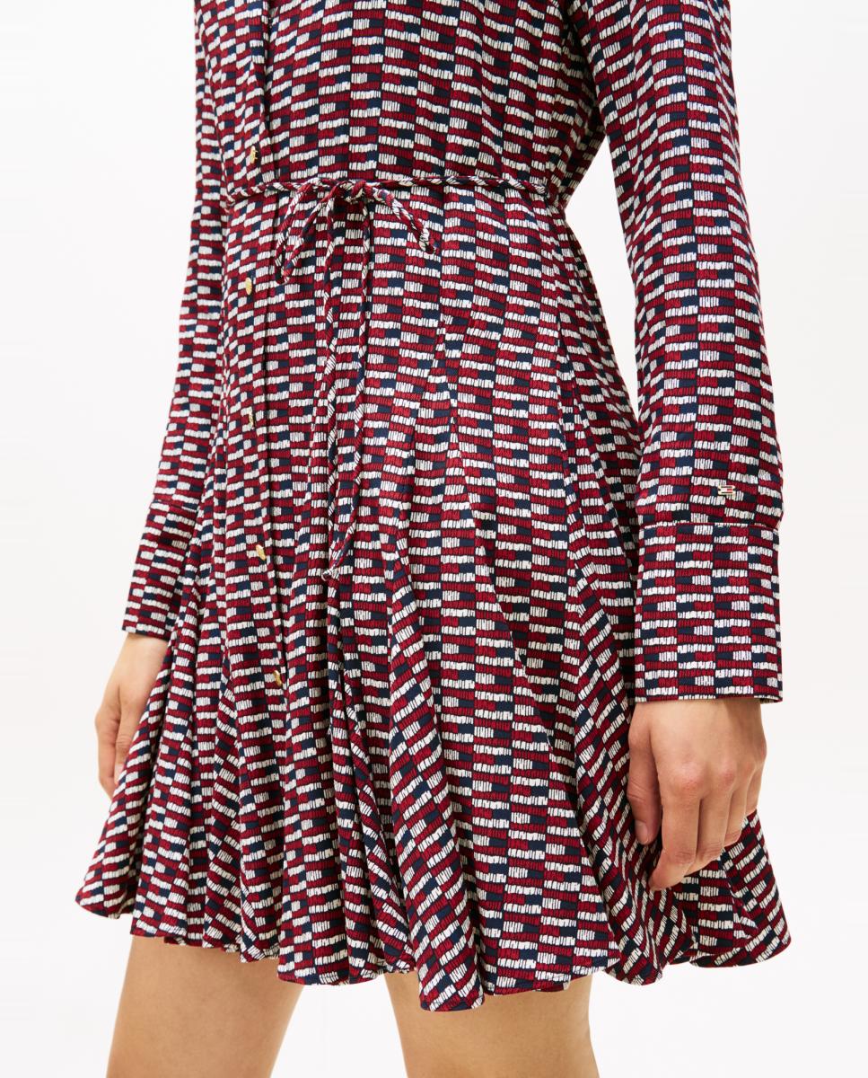 Vestido Estilo Camisa com Mini Estampado de Bandeiras Vermelho-3