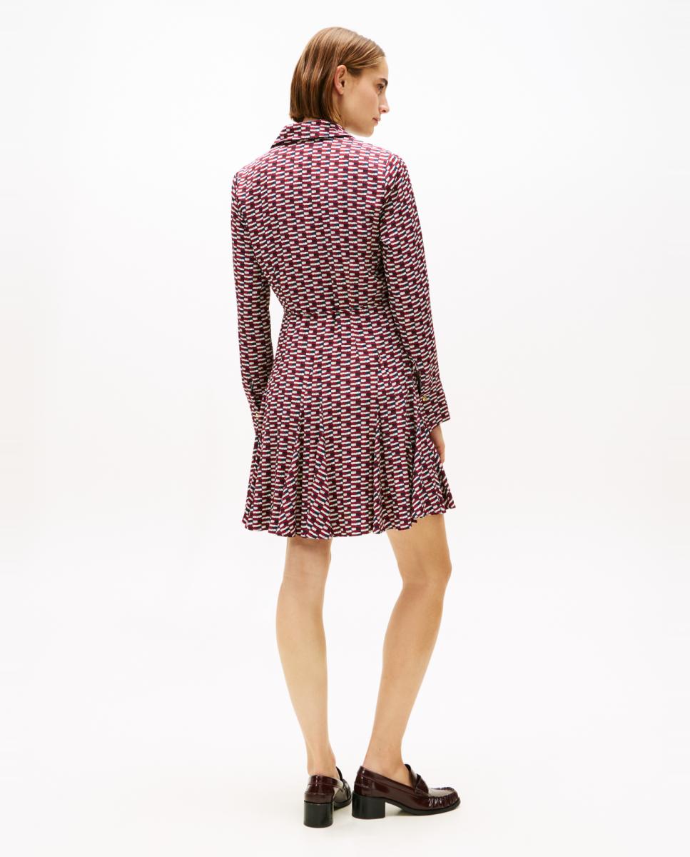 Vestido Estilo Camisa com Mini Estampado de Bandeiras Vermelho-4