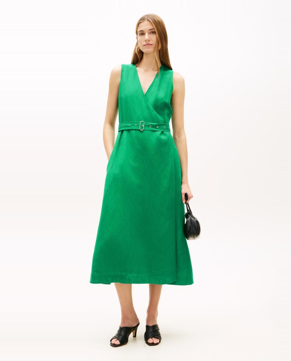 Imagem 0 de Vestido Midi em Mistura de Linho e Viscose sem Mangas