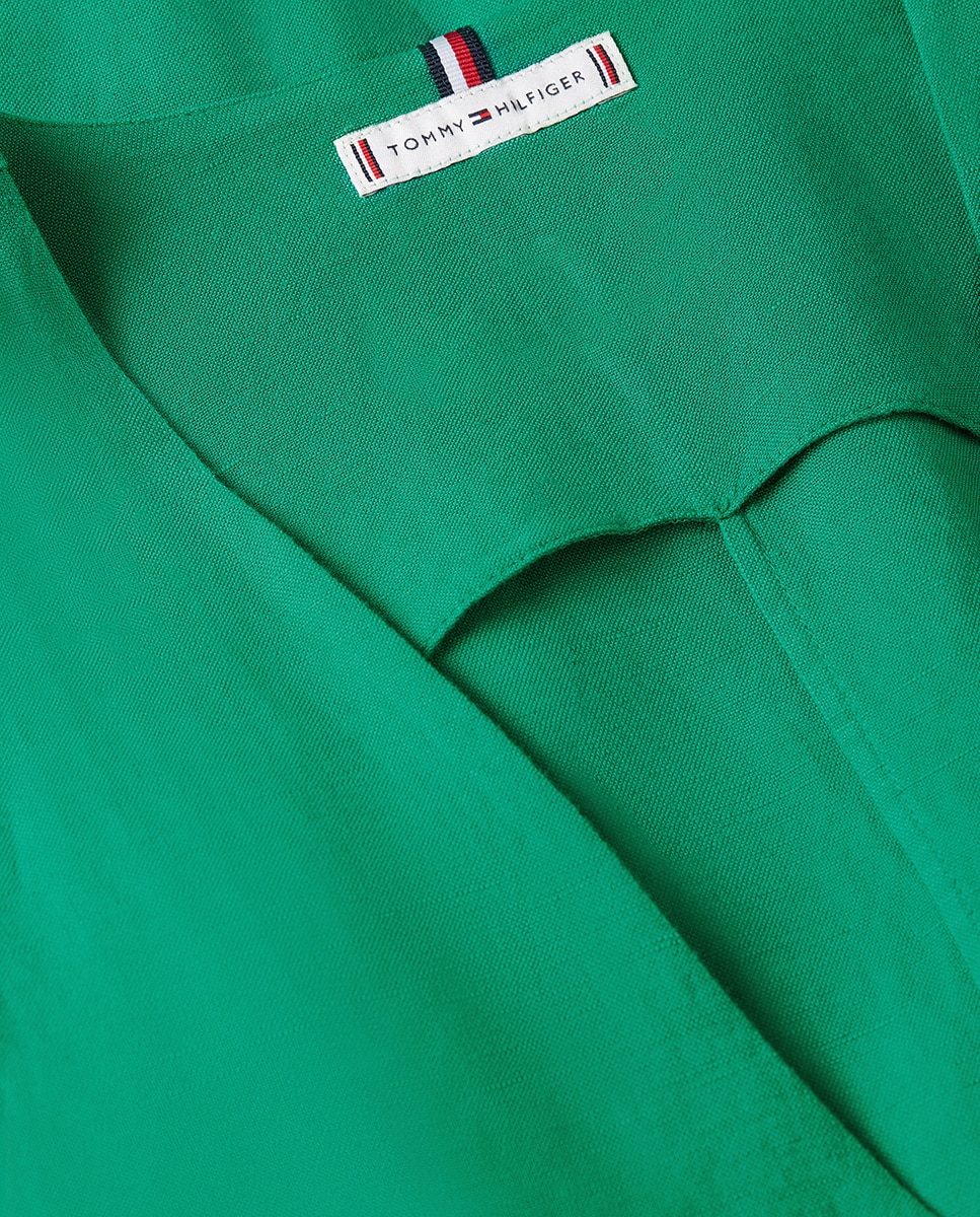 Vestido Midi em Mistura de Linho e Viscose sem Mangas Esmeralda-7