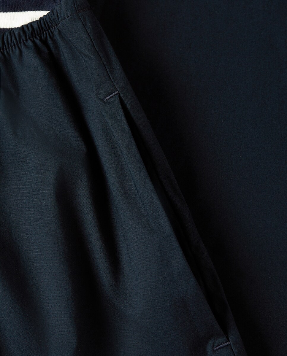 Vestido sem Mangas com Corpo às Riscas e Saia Evasê Azul-marinho-4