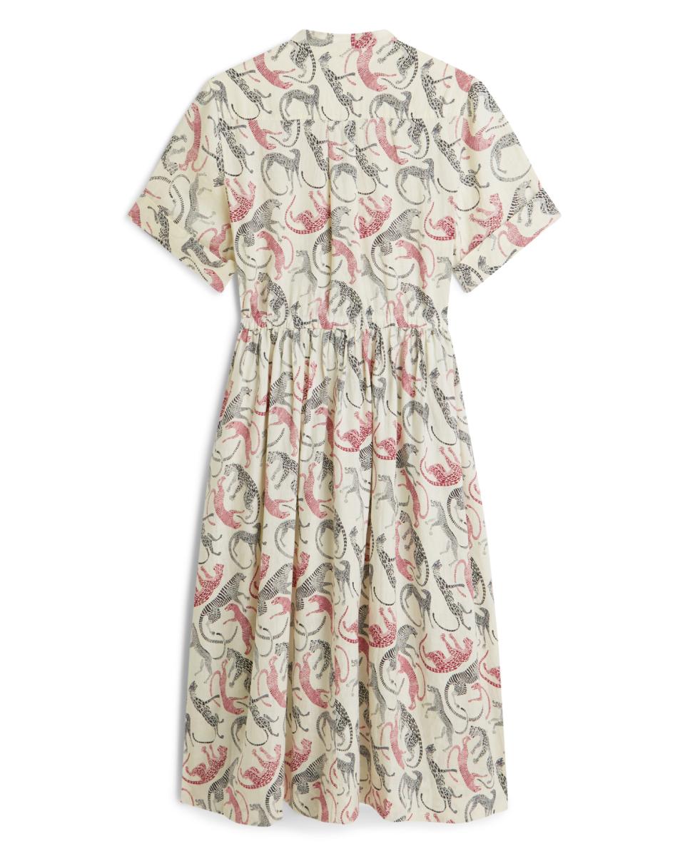 Vestido de Linho com Animal Print de Leopardo Cru-6