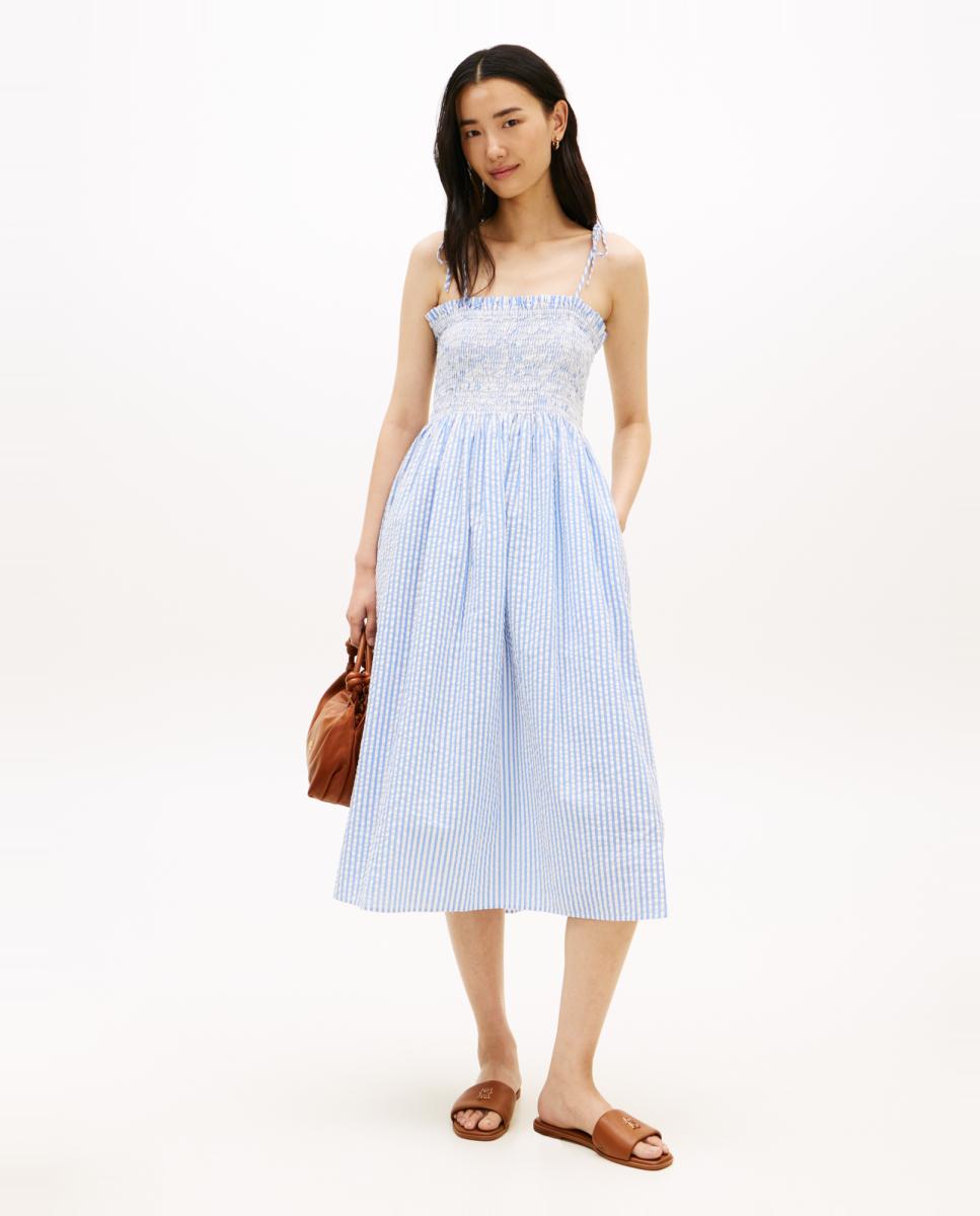 Imagem 0 de Vestido Midi Seersucker com Favos de Mel