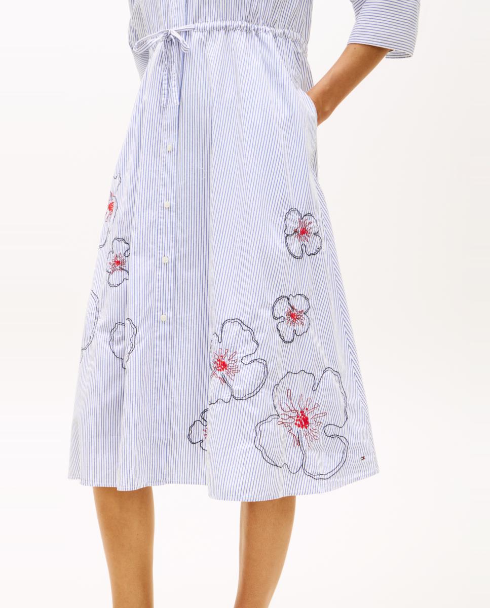Vestido Camiseiro com Estampado Floral e Mangas em Balão Azul-claro-4