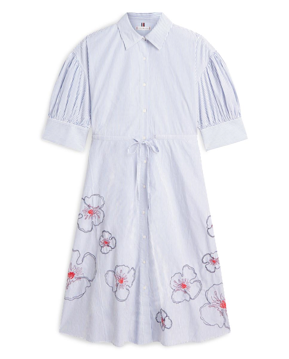 Vestido Camiseiro com Estampado Floral e Mangas em Balão Azul-claro-5